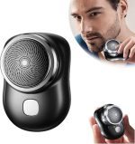 Bolivia's Mini Shaver, Portable Electric Shaver, Pocket Size Electric Razor, Wet and Dry Mens Shaver Head is Washable, USB Rechargeable Shaver One Button Use Suitable for Home, Car Travel (Black)