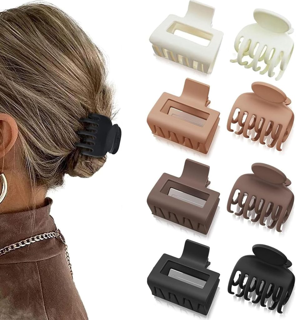 Hair Claw Clips, 8 Pack Double Row Teeth Hair Clips No Slip Hair Clamps hair Accessories for Women Girls