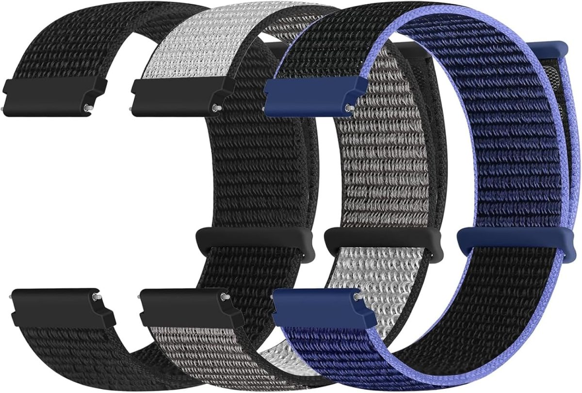 ⁦Adjustable Nylon Sport Watch Bands for Apple Watch,Strap Breathable Woven Sport ，Nylon Strap for Apple Watch Series 10 Strap 9 8 7 6 5 4 3 SE/2(20MM), One Size, One Size, Acetate, Sapphire⁩ - الصورة ⁦8⁩