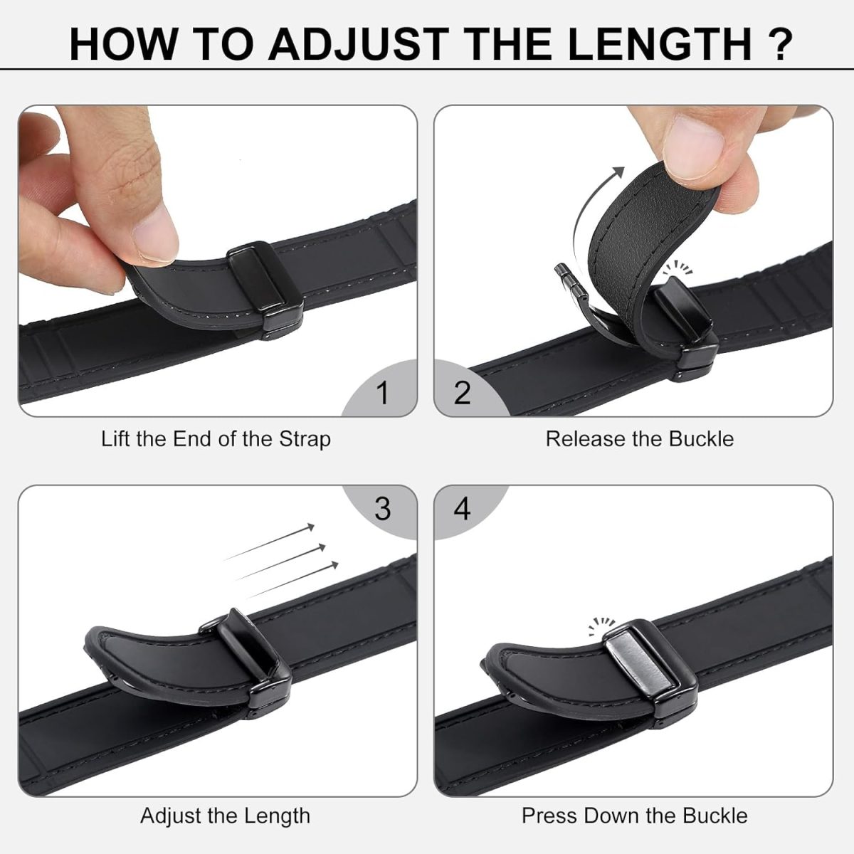 ⁦Excefore Magnetic Leather Watch Band for Apple Watch - Compatible with 49mm 45mm 44mm 42mm, Genuine Leather Strap with Magnetic Buckle, Fits for Apple Watch Ultra 9 8 7 Series - Black⁩ - الصورة ⁦6⁩
