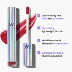 ⁦Wonderskin Wonder Blading Top Gloss - Glitter Red Lip Gloss, Moisturizing Lip Makeup with High Gloss Finish (Glitter Red)⁩ - الصورة ⁦6⁩