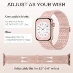 ⁦Upeak Braided Loop Compatible with Apple Watch Strap 49mm 45mm 44mm 42mm 41mm 40mm 38mm, Nylon Elastic Sport Replacement Band Compatible with Apple Watch Ultra 2 Series 9 8 7 6 5 4 3 2 1 SE Strap⁩ - الصورة ⁦5⁩