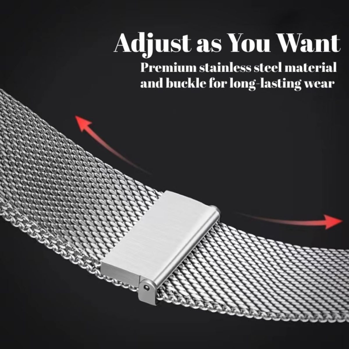 ⁦NESLIN Milanese Band Compatible with Huawei Watch GT5/GT5 Pro 2024/GT4 46mm/Watch 4/4 Pro 46mm/GT3/GT3 Pro/GT2 Pro/GT2 46mm/GT Runner Stap, 22mm Stainless Steel Replacement Strap⁩ - الصورة ⁦5⁩