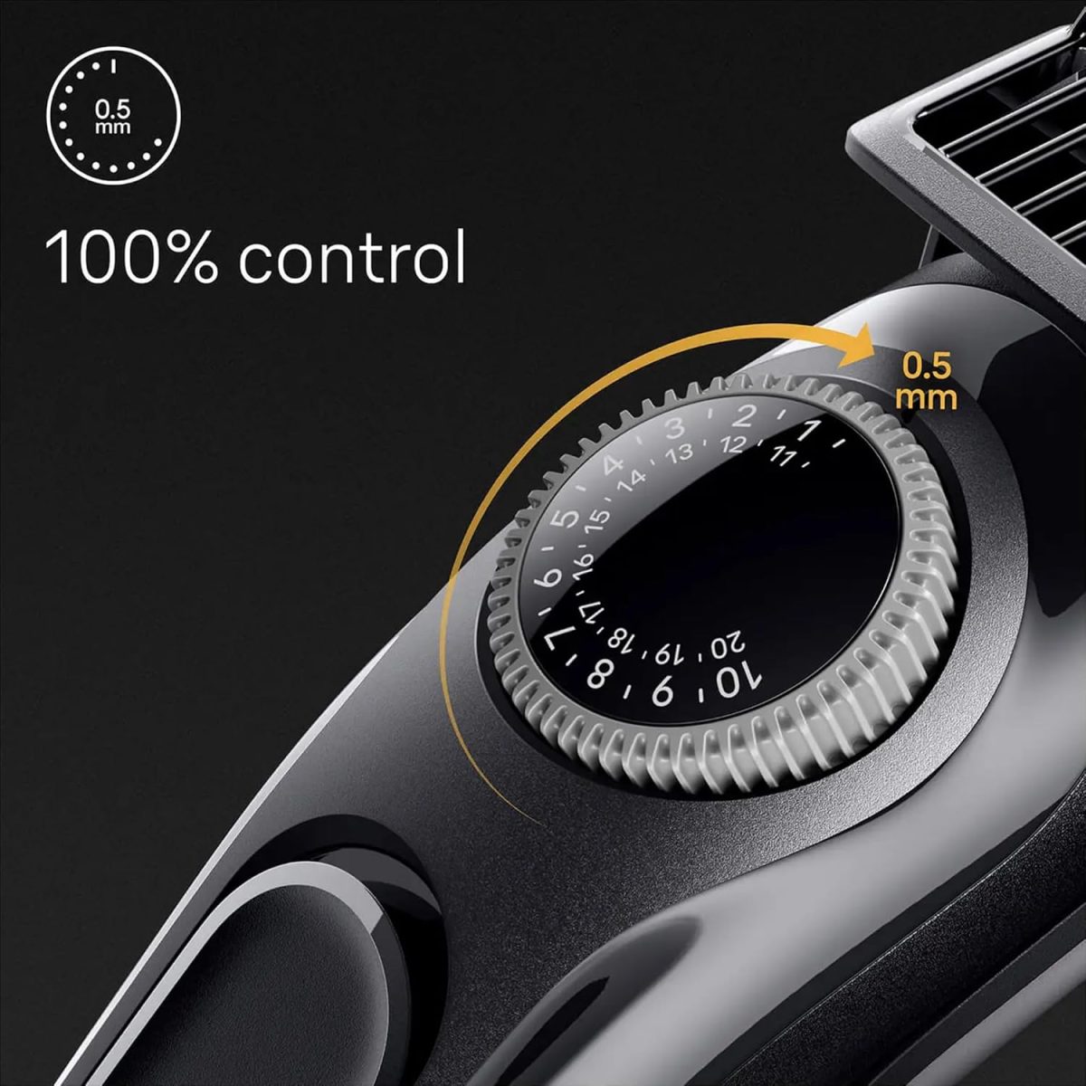 ⁦Braun BT3440 Beard Trimmer 3 With Precision Wheel, 4 Styling tools, 80 mins Runtime, Precise Styling at home, 40 length Settings - Black⁩ - الصورة ⁦5⁩