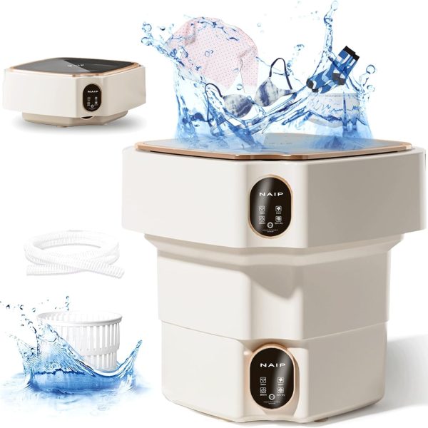 Portable Washing Machine,13L Mini Washer with Noise Cancellation and Drying Feature, Travel Foldable Washing Machine with Blue Light Sterilizer for Underwear, Socks, and Baby Clothes.