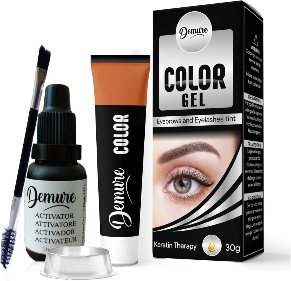 Demure Eyebrow and Eyelash Tint Kit, Up to 30 Applications, Up to 4 Weeks Lasting Effect, Lash and Brow Dye Kit with Keratin, Color Tint for Lashes and Brows (1.0 Black)