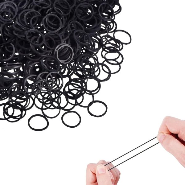 ToolHouse 1000pcs Black Elastic Hair Bands, Mini Soft No-Slip Rubber Ties for Braids, Ponytails, Wedding and Daily Hairstyles