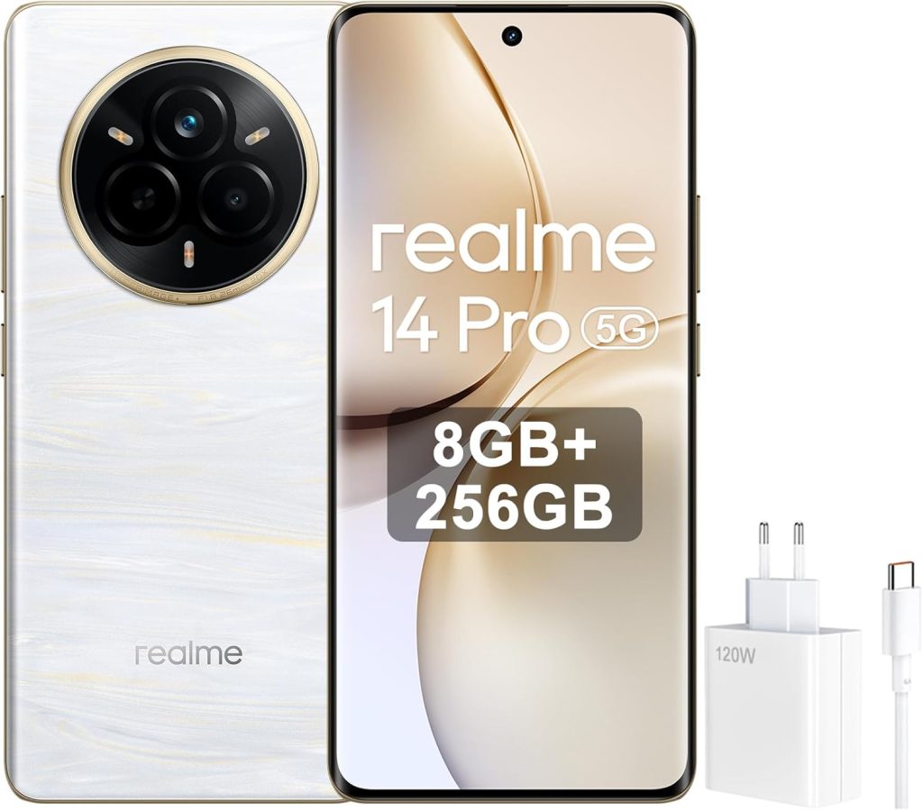 Realme 14 Pro+ Dual-SIM 256GB ROM + 8GB RAM (GSM Only | No CDMA) Factory Unlocked 5G Smartphone (Pearl White) - International Version