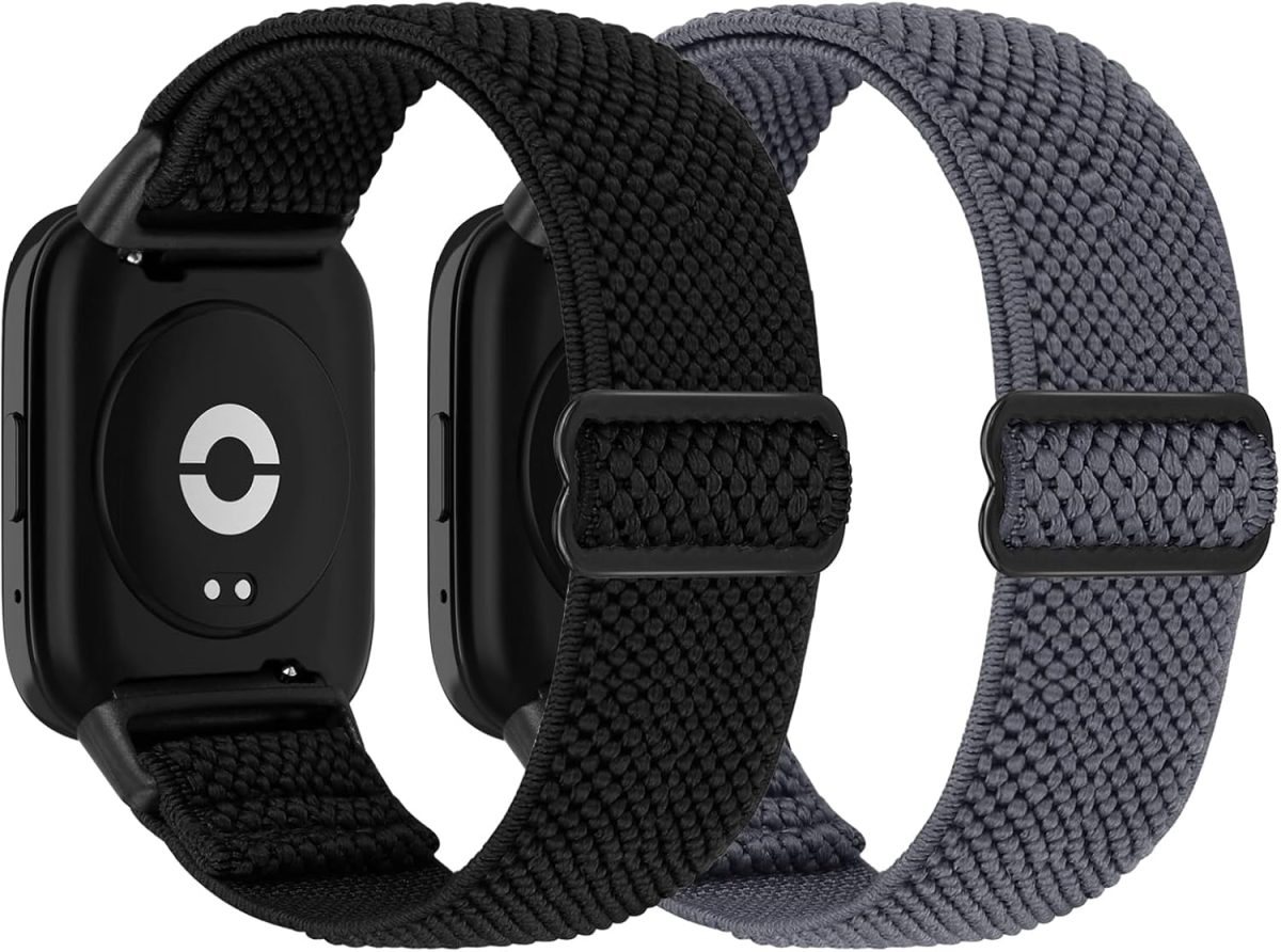 Elastic Bands Compatible With Redmi Watch 3 Active/Redmi Watch 3 Lite - 2 Pack - Soft Nylon Adjustable Replacement Wirstbands for Women Men