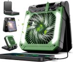 20000 mAh Solar Camping Fan Battery with LED Light 3 Speeds Portable Table Fan 90° Rotation Type C USB Fan Solar Camping Outdoor Solar Fan with Timer for Tent Travel Fishing