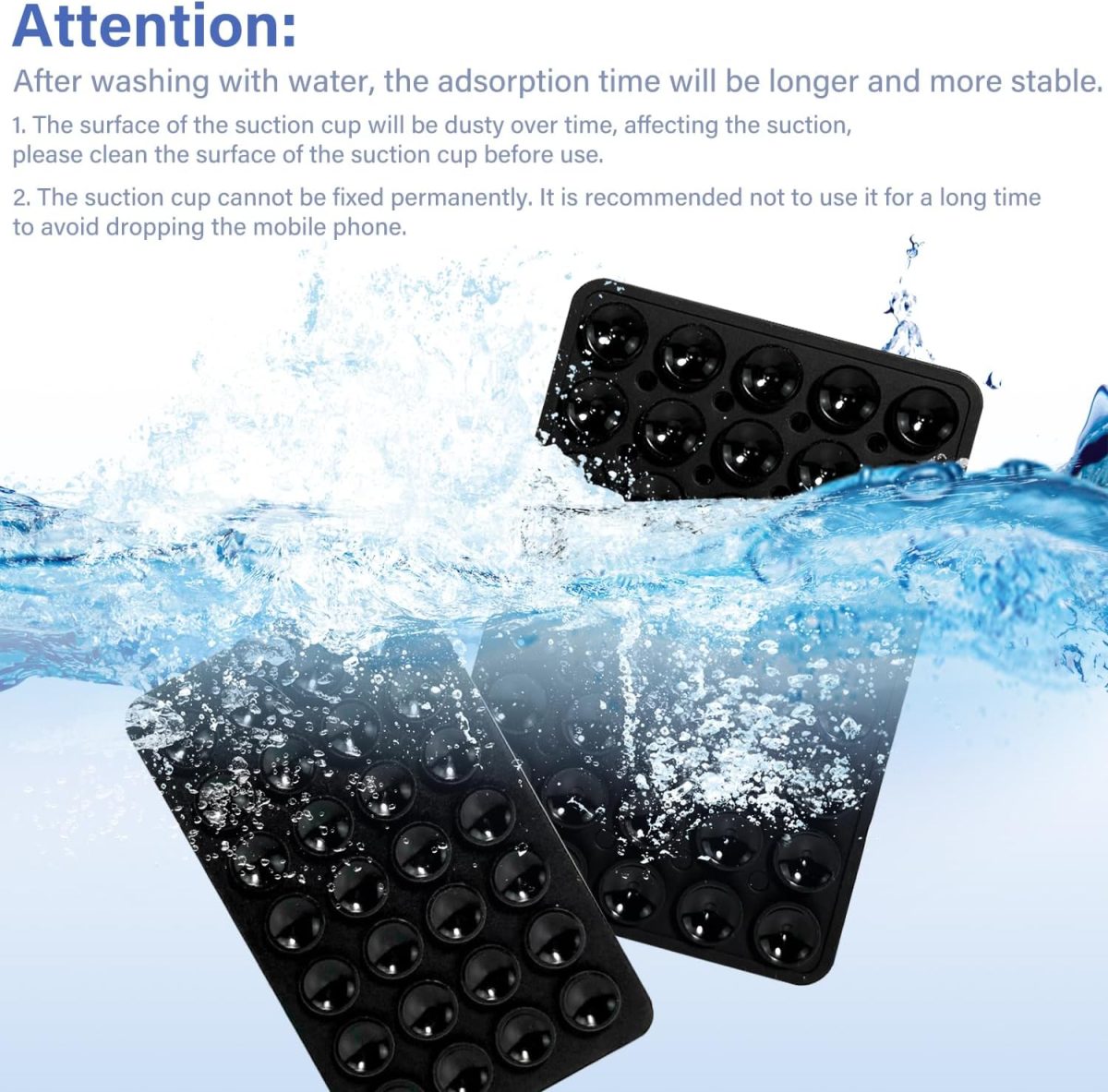 ⁦EKIND 2PCS Silicone Suction Cup Phone Holder, Silicon Adhesive Phone Grip,28 & 42 Double-Sided Sticky Grip, Hands-Free Phone Stand for Mirror, Window, Desk for Selfies, Video Calls(Black)⁩ - الصورة ⁦5⁩