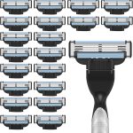KOWVOWZ Razor Blades Men, 20pcs Razor Blade Refills with Precision Trimmer, 3 Layer Mens Razor Manual Shaver Blade, Professional Barber Beard Razor Blades