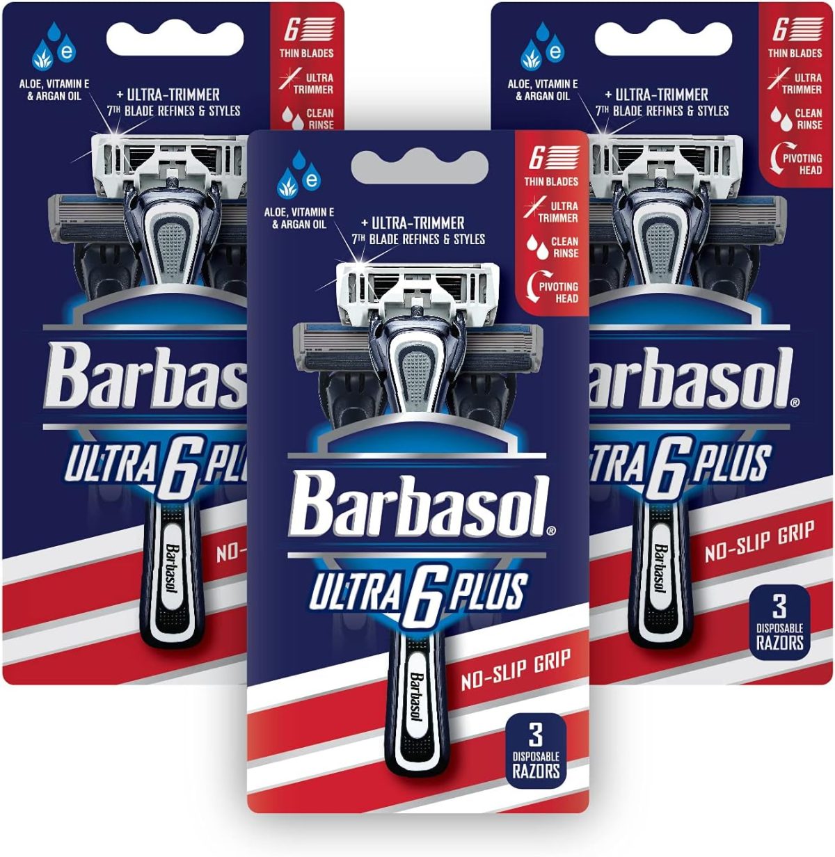 Barbasol Ultra 6 Plus Premium Disposable Razor Value Pack Bundle (3 Packs/9 Total Razors)