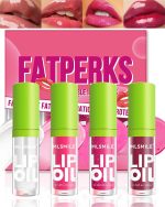 FALADANA Hydrating Lip Glow Oil-4Pcs Tinted Plumping Lip Oil Gloss, Ultra-Hydrating & Nourishing Lip Care Lip Tint, Smooth Glossy Finish Clear Tint Shiny and Vegan Fat Lip Oil (setA)