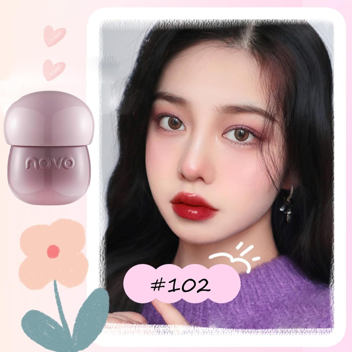 ⁦4Pcs Tinted Mushroom Lip Gloss, Long Lasting Jelly Lip Tint Hydrating,Jelly Texture Moisturising Acorn Lip Baim,Moisturise and Lighten Lip Lines,Easy to Carry⁩ - الصورة ⁦2⁩