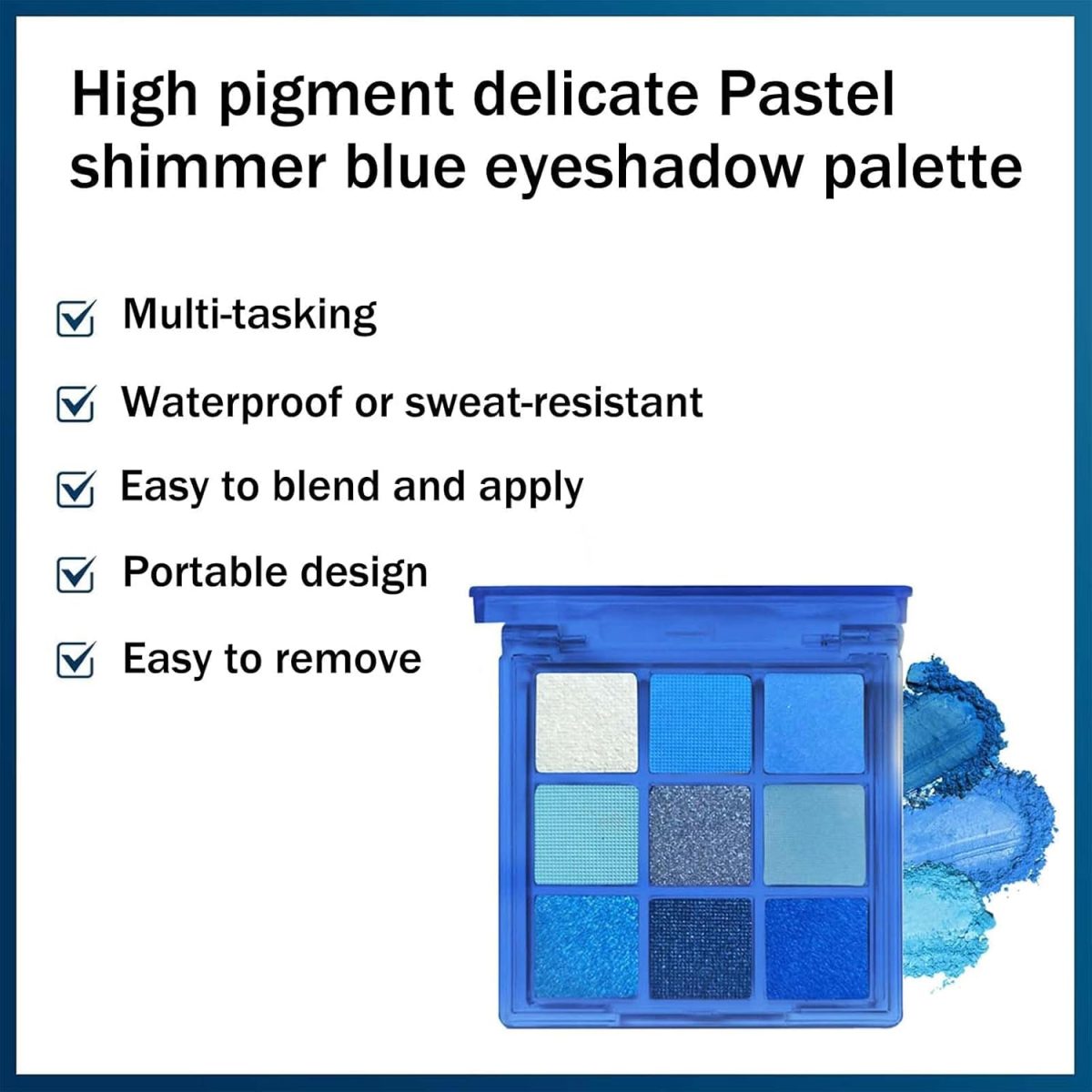 ⁦Royal Blue Glitter Eyeshadow Palette for Women - Highly Pigmented, Long-lasting Waterproof Makeup with Shimmer & Matte Eyeshadow - Perfect for Highlighting Your Eyes⁩ - الصورة ⁦5⁩