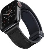 Excefore Magnetic Leather Watch Band for Apple Watch - Compatible with 49mm 45mm 44mm 42mm, Genuine Leather Strap with Magnetic Buckle, Fits for Apple Watch Ultra 9 8 7 Series - Black