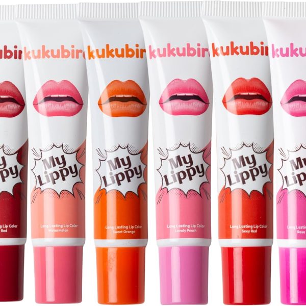 kukubird 6pcs Matte Lip Stain High Pigmented Longwear Peel Off Womens Waterproof Girl Makeup Beauty Set- Lip Tattoo