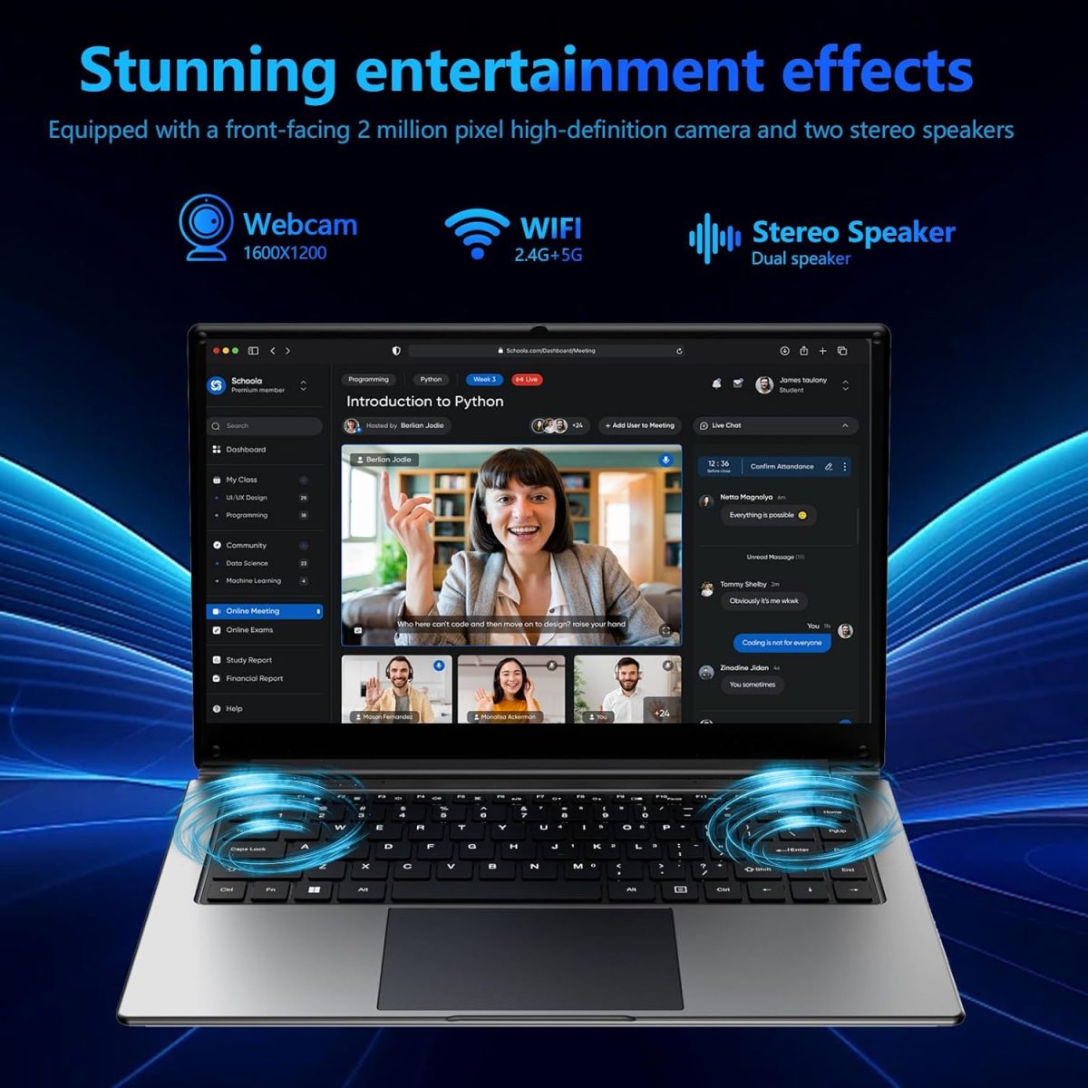 ⁦16 Inch Laptop, Portable Laptop with 6GB DDR and 64GB SSD,Expandable to 1TB.Quad Core Pentium Processor up to 2.64GHz.Mini HDMI.Dual Band WiFi. Webcam. Thin Laptops⁩ - الصورة ⁦4⁩