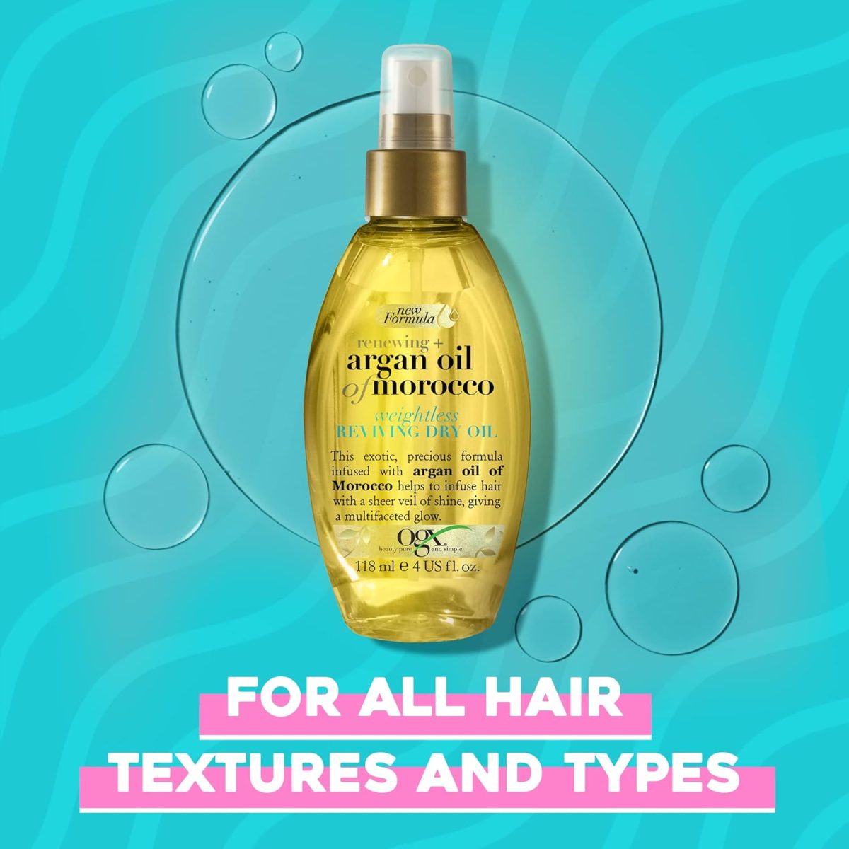 ⁦OGX, Hair Oil, Renewing+ Argan Oil of Morocco, Weightless Reviving Dry Oil, Spray, New Formula, 118ml⁩ - الصورة ⁦4⁩
