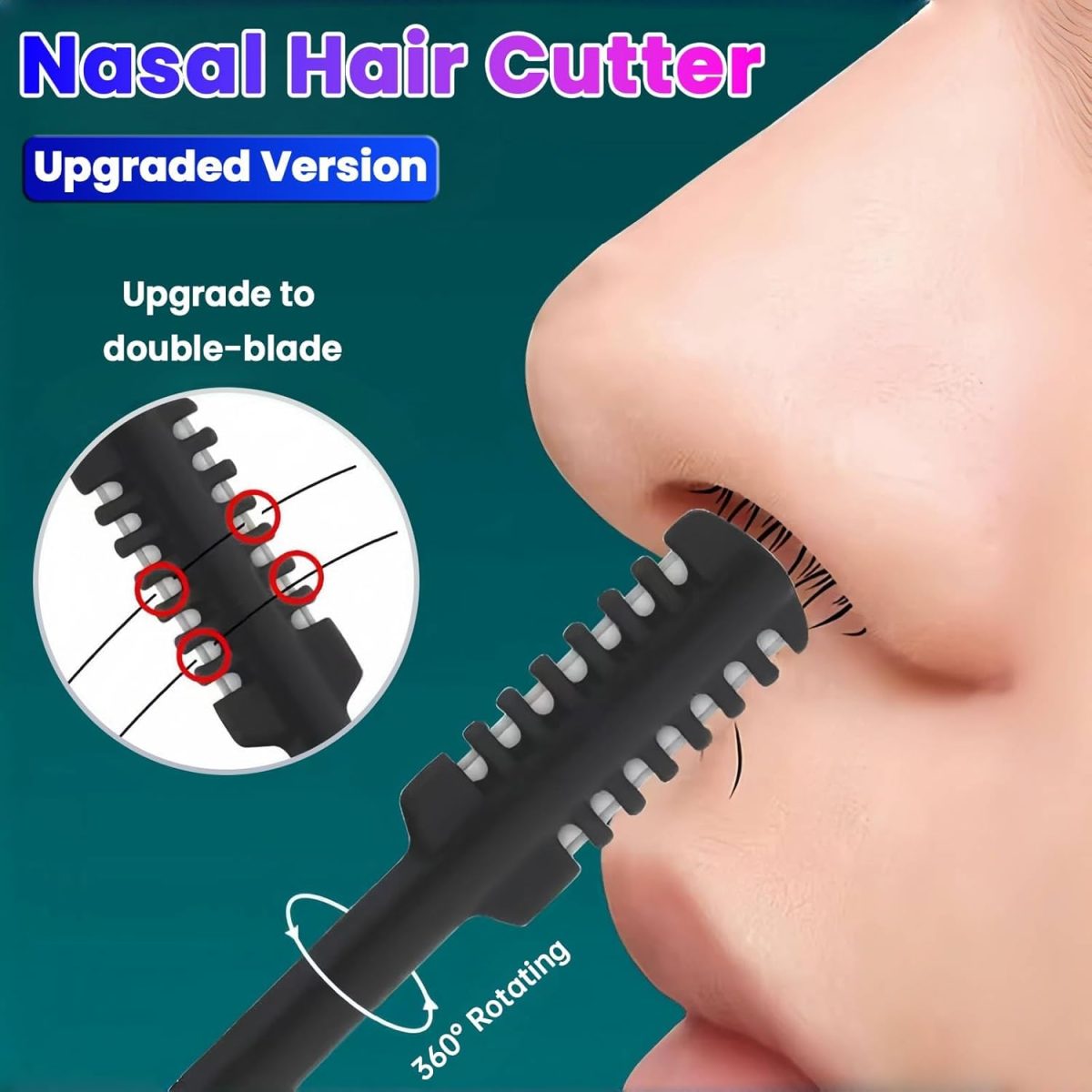 ⁦OSHIMA 2-in-1 Nasal Hair Cutter 5-Pack Nasal Hair Cutter Double-Blade 360° Rotating Nose Hair Knife Double Sided Nose Hair Trimmer, Portable Nostril Hair Remover Tool for Women Men⁩ - الصورة ⁦6⁩