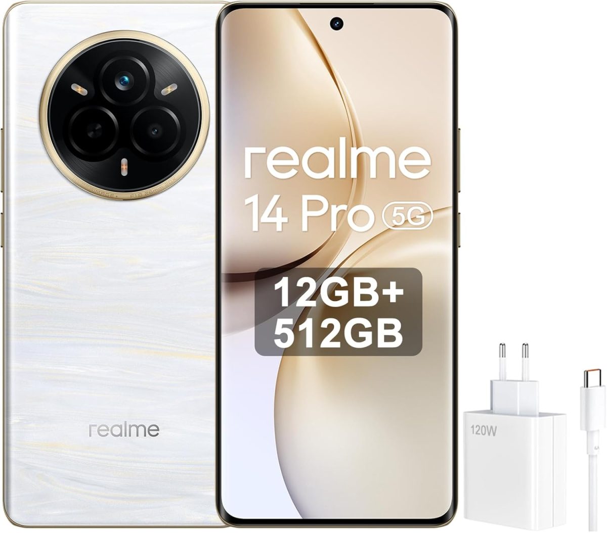 Realme 14 Pro Dual-SIM 512GB ROM + 12GB RAM (GSM Only | No CDMA) Factory Unlocked 5G Smartphone (Pearl White) - International Version