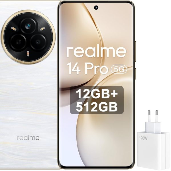 Realme 14 Pro Dual-SIM 512GB ROM + 12GB RAM (GSM Only | No CDMA) Factory Unlocked 5G Smartphone (Pearl White) - International Version