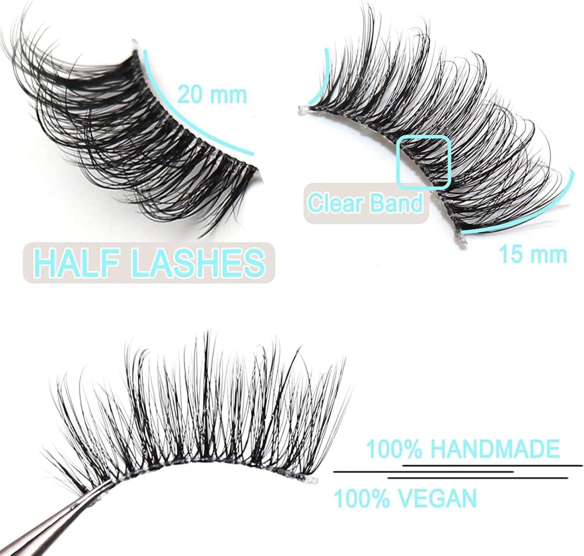 ⁦Bolivia's False Eyelashes, Fluffy Natural Look Cat Eye Lashes, Man-Made Fiber Fluffy Lashes Wispy, Portable Eye Lashes, 3D Soft False Lashes for Women’s Makeup Styling(10 Pairs)⁩ - الصورة ⁦3⁩