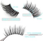 ⁦Bolivia's False Eyelashes, Fluffy Natural Look Cat Eye Lashes, Man-Made Fiber Fluffy Lashes Wispy, Portable Eye Lashes, 3D Soft False Lashes for Women’s Makeup Styling(10 Pairs)⁩ - الصورة ⁦3⁩