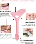 ⁦KASTWAVE Eyeliner Stencils Wing Tips, Cat Eyeliner Stencil Molds Pads Silicone Eyeliner Aid Marscara Drawing Aid, Face Cream, Easy Makeup Tool, Resusable Eyeliner Applicator Tool (Pink)⁩ - الصورة ⁦5⁩