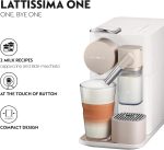 ⁦Nespresso Lattissima One F121 Espresso Capsule Coffee Machine, Automatic Milk System for Cappuccino & Latte, 1 L, 19 Bar Pressure, White⁩ - الصورة ⁦2⁩