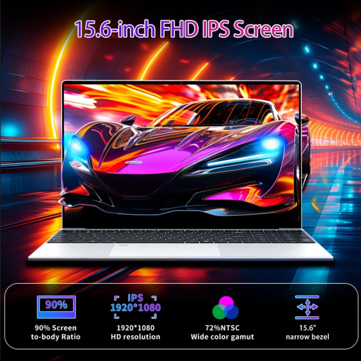 ⁦Gaming Laptop,15.6 Inch FHD IPS 1920*1080 Laptop Computer, Laptops 12th Gen N95 Processor (Up to 3.4GHz) , 16GB 1TB SSD, Supports 180 Angle Opening Backlit Keyboard Fingerprint Unlock Win 11 Pro⁩ - الصورة ⁦5⁩