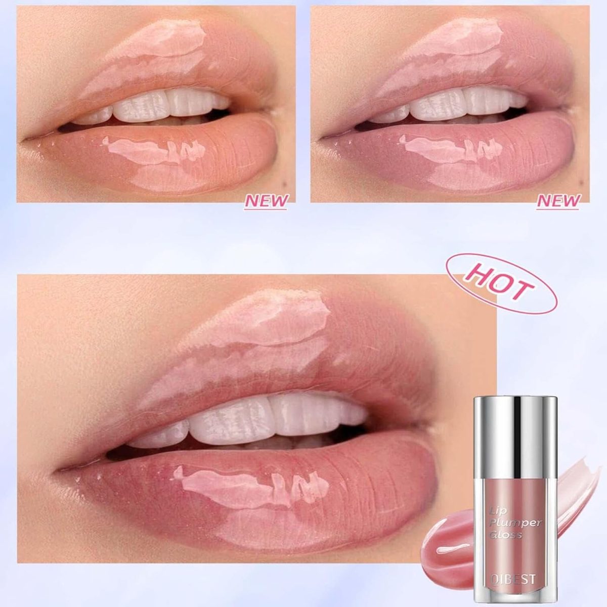⁦Excefore Hydrating Lip Oil Plumping Lip Tint Moisturizing Lip Gloss, Plump Lip Gloss Lip Care Transparent Toot Lip Oil Tinted, Glass Lip Glow Oil Fresh Texture, Long Lasting Nourishing Lip Glow⁩ - الصورة ⁦4⁩