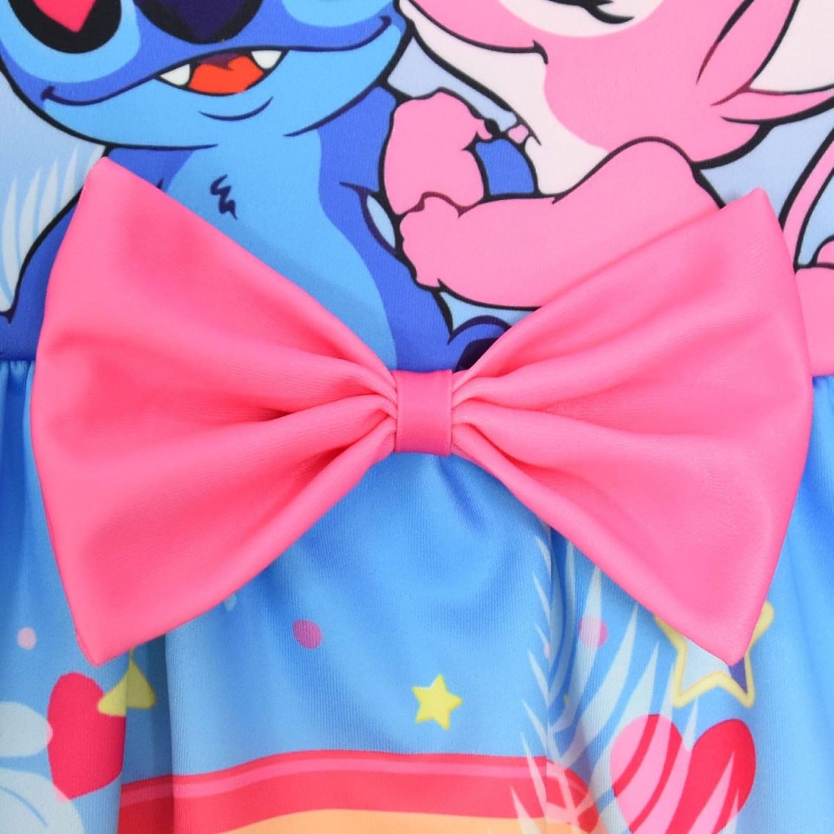 ⁦Girls Stitch Casual Dress Summer Toddler Princess Flower Double Bow Tie Wedding Party Kids Sundress Short Dresses⁩ - الصورة ⁦4⁩