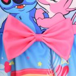 ⁦Girls Stitch Casual Dress Summer Toddler Princess Flower Double Bow Tie Wedding Party Kids Sundress Short Dresses⁩ - الصورة ⁦4⁩