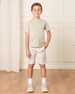 ⁦REDTAG Boys Beige Solid Loose Fit T-Shirt⁩ - الصورة ⁦2⁩
