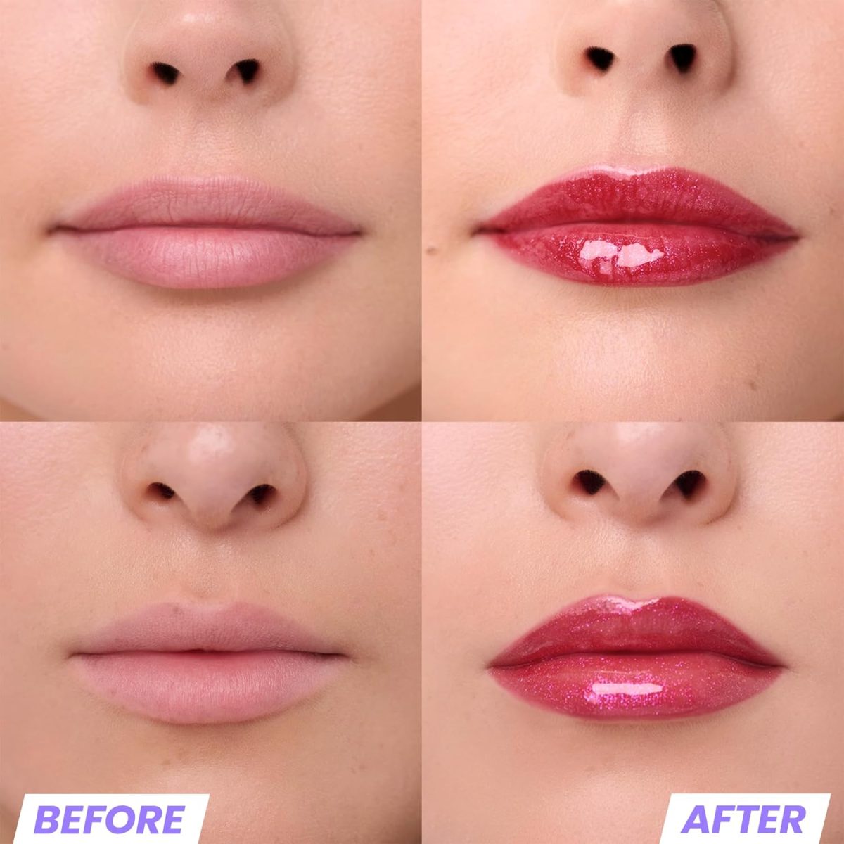 ⁦Wonderskin Wonder Blading Top Gloss - Glitter Red Lip Gloss, Moisturizing Lip Makeup with High Gloss Finish (Glitter Red)⁩ - الصورة ⁦2⁩