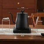 ⁦DELARLOCHEF Smart V60 Electric Gooseneck Kettle, 40-100℃ Adjustable Temp Control, 36Hour Heat Retention, 304 Stainless Steel, 1000W Fast Boil 1L, Anti-Dry, 50 Coffee Filters Gift, Black Wood Handle⁩ - الصورة ⁦8⁩