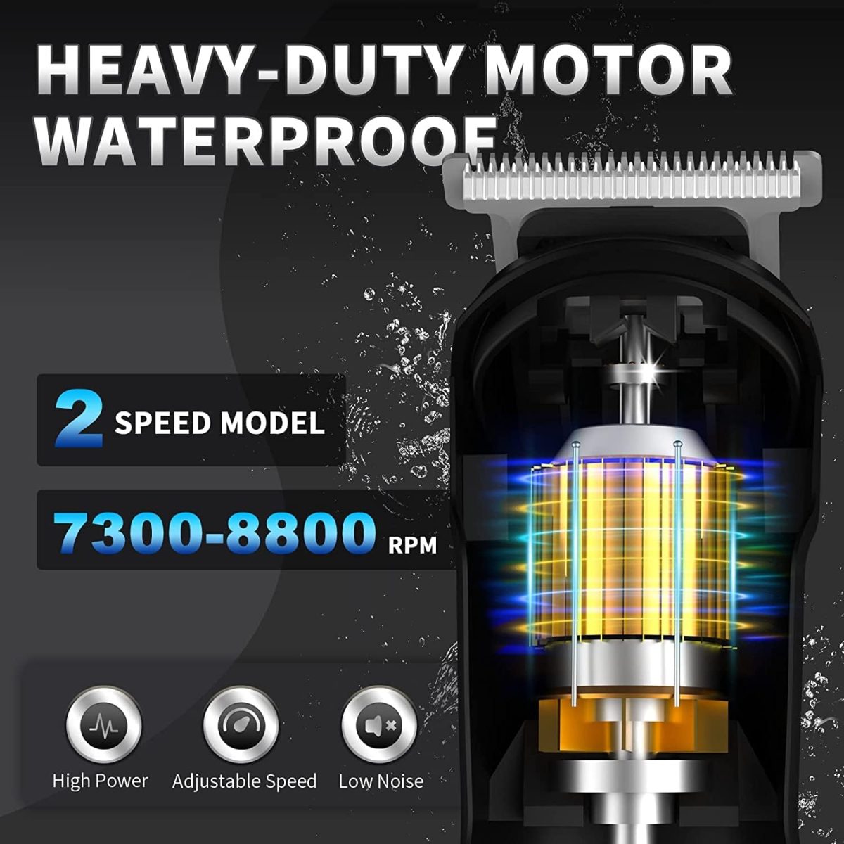 ⁦AMERTEER Hair Trimmer for Men, Beard trimmer, 6 in 1 Cordless Rechargeable Hair Clipper & Electric Mustache Trimmer, Waterproof Professional Grooming Kit for Beard Head Face and Body⁩ - الصورة ⁦4⁩