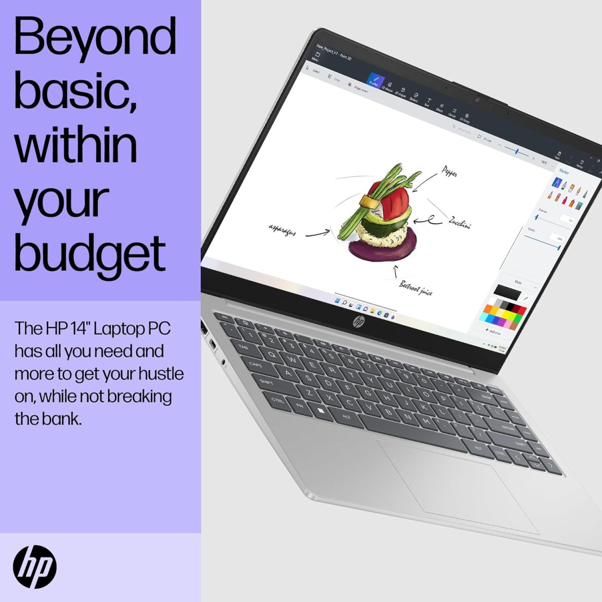 ⁦HP Laptop 14-ep1003ne, Intel Core Ultra 7-155H, 14" FHD Display, 16GB DDR5 RAM, 1TB SSD, Integrated Intel® Arc™ Graphics, Eng/Ar KB, Win 11, Natural Silver [B13Y4EA]⁩ - الصورة ⁦5⁩