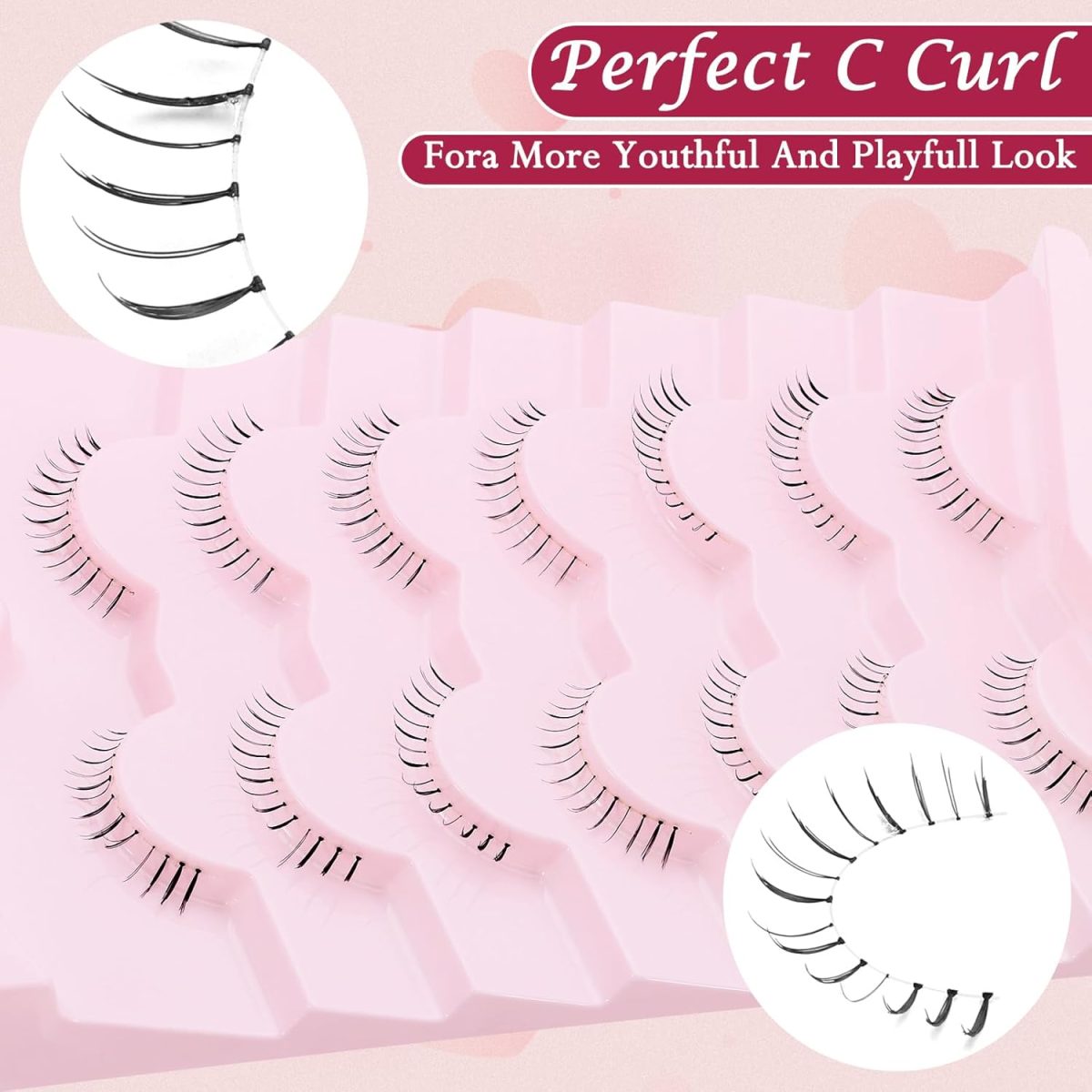 ⁦outopen 7 Pairs Bottom Lashes Japanese Manga Style False Eyelashes Soft Clear Band Strips False Eyelashes Natural Look Lower Lashes Reusable (A09)⁩ - الصورة ⁦4⁩