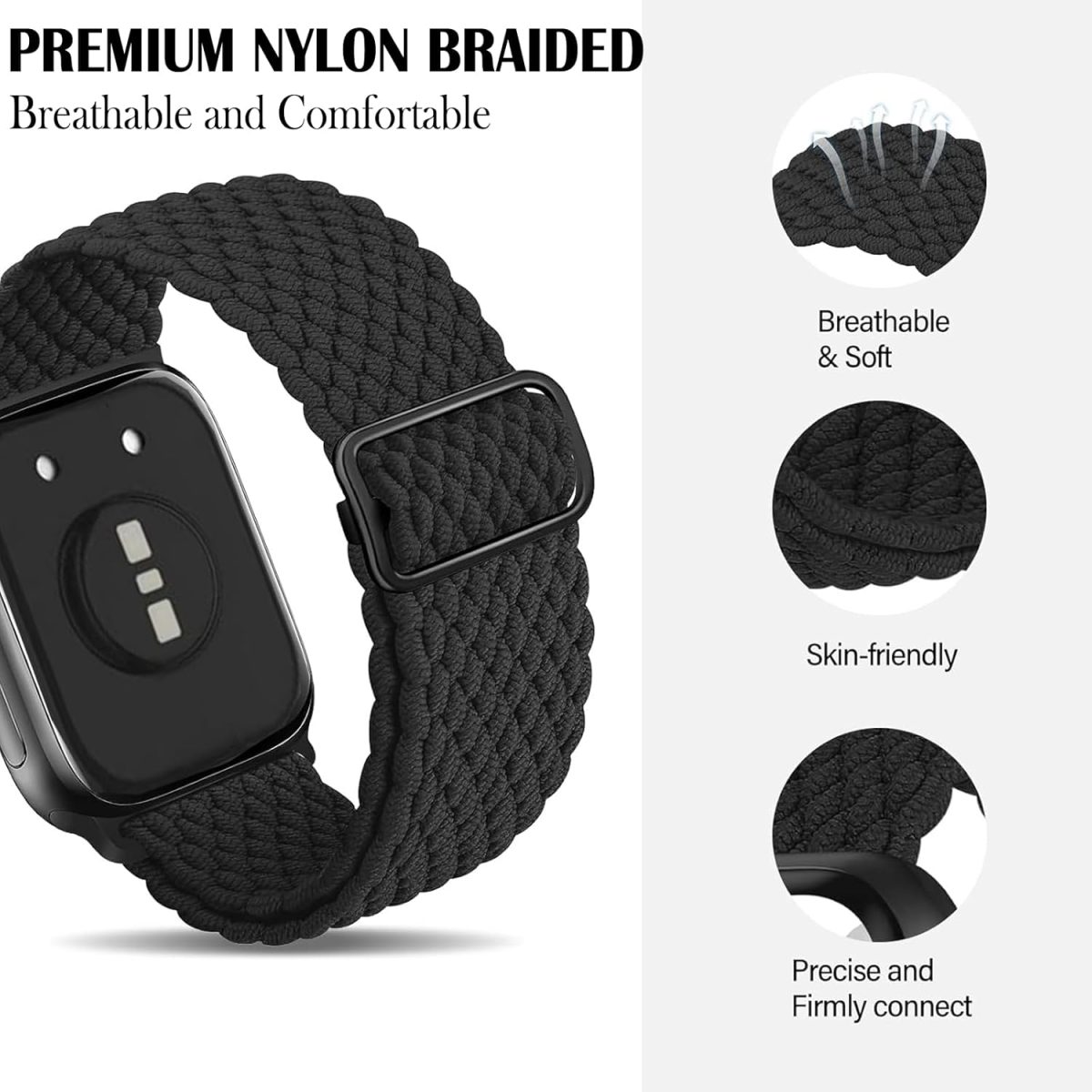⁦Arshany Replacecment Band Compatible with Huawei Watch Fit 3 for Women Men, Adjustable Braided Bands Straps Elastics Sport Wristband Nylon Band for Huawei Watch Fit 3 Strap⁩ - الصورة ⁦2⁩