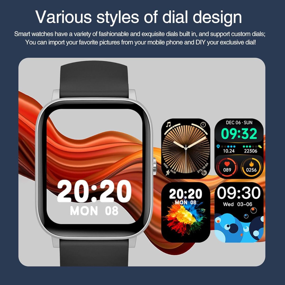 ⁦Smart Watch for Men Women, Step Counter Watch with Heart/Sleep Tracking,1.85" Full Touch Screen Smartwatch,Fitness Tracker with Blood Oxygen/Blood Pressure Detection,Compatible Android/iOS (Black)⁩ - الصورة ⁦3⁩