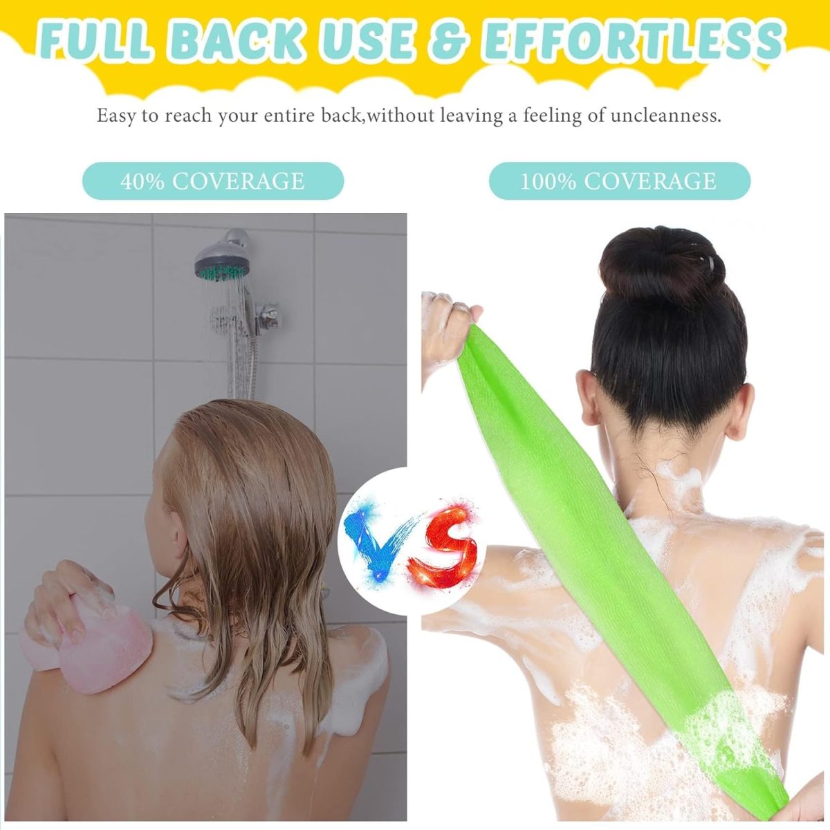 ⁦Hepiide [Upgrade]12Pcs Shower Gloves Body Exfoliating Wash Gloves Set, 4 Body Scrubber Nylon Back Washer, 8 Pcs Scrub mitts for Women Men Skin Stretchable Pull Strap Washcloth (Multi)⁩ - الصورة ⁦2⁩