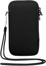 Neoprene Phone Pouch,Mobile Phone Sleeve Case with Zipper,Mobile Bag with Neck Lanyards Straps,Universal Shock Phone Sock,Black (7.2 inch)