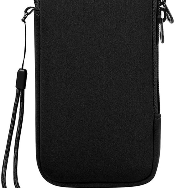Neoprene Phone Pouch,Mobile Phone Sleeve Case with Zipper,Mobile Bag with Neck Lanyards Straps,Universal Shock Phone Sock,Black (7.2 inch)