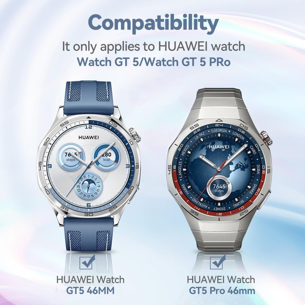 ⁦[3Pack] for Huawei Watch GT5 Pro /GT5 46mm Tempered Glass Screen Protector, HD Clear watch Screen Protector Film for Huawei Watch GT5 Pro 46mm/ GT5 46mm (GT5 Pro 46mm)⁩ - الصورة ⁦2⁩