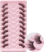 Bolivia's False Eyelashes, Fluffy Natural Look Cat Eye Lashes, Man-Made Fiber Fluffy Lashes Wispy, Portable Eye Lashes, 3D Soft False Lashes for Women’s Makeup Styling(10 Pairs)