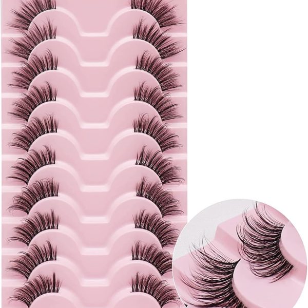Bolivia's False Eyelashes, Fluffy Natural Look Cat Eye Lashes, Man-Made Fiber Fluffy Lashes Wispy, Portable Eye Lashes, 3D Soft False Lashes for Women’s Makeup Styling(10 Pairs)