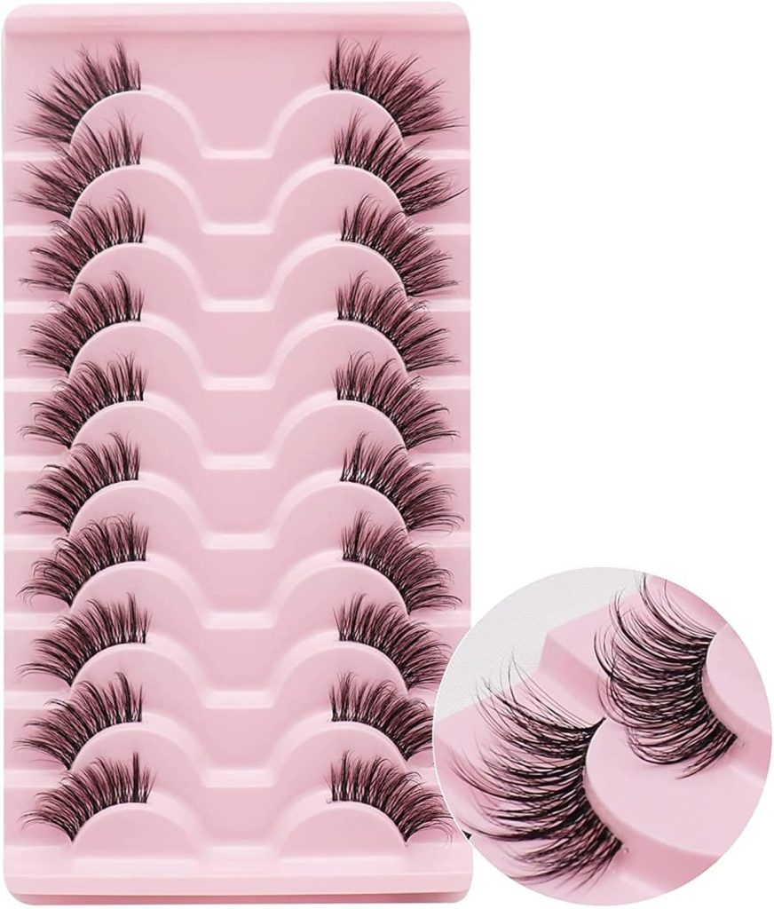 Bolivia's False Eyelashes, Fluffy Natural Look Cat Eye Lashes, Man-Made Fiber Fluffy Lashes Wispy, Portable Eye Lashes, 3D Soft False Lashes for Women’s Makeup Styling(10 Pairs)